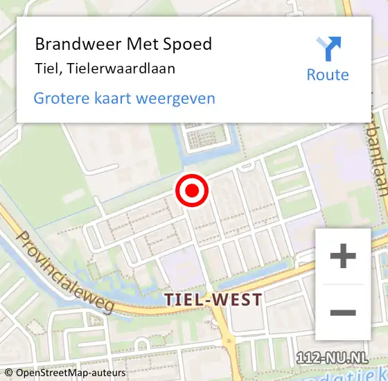 Locatie op kaart van de 112 melding: Brandweer Met Spoed Naar Tiel, Tielerwaardlaan op 31 december 2022 21:53