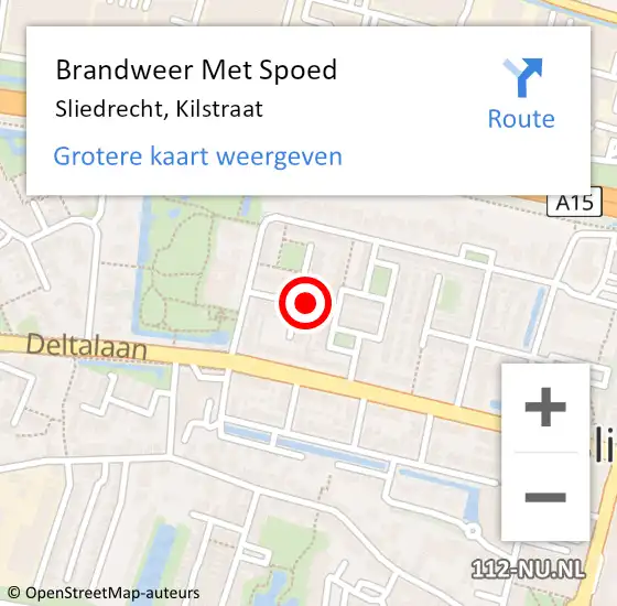 Locatie op kaart van de 112 melding: Brandweer Met Spoed Naar Sliedrecht, Kilstraat op 31 december 2022 21:55