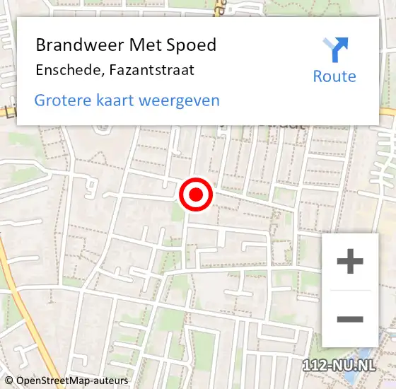 Locatie op kaart van de 112 melding: Brandweer Met Spoed Naar Enschede, Fazantstraat op 31 december 2022 21:55