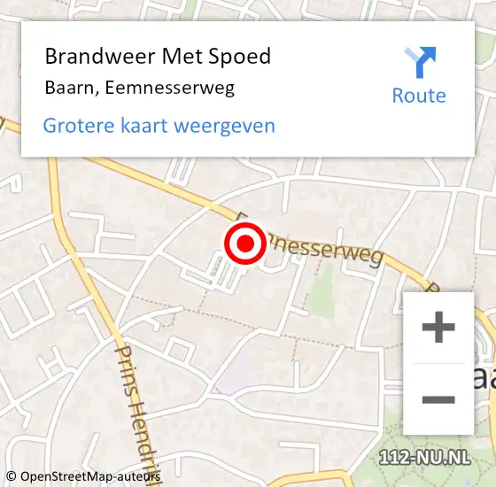 Locatie op kaart van de 112 melding: Brandweer Met Spoed Naar Baarn, Eemnesserweg op 31 december 2022 21:56