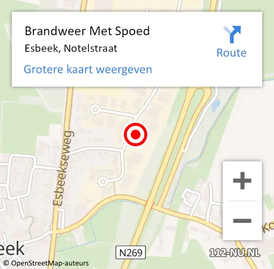 Locatie op kaart van de 112 melding: Brandweer Met Spoed Naar Esbeek, Notelstraat op 31 december 2022 21:58