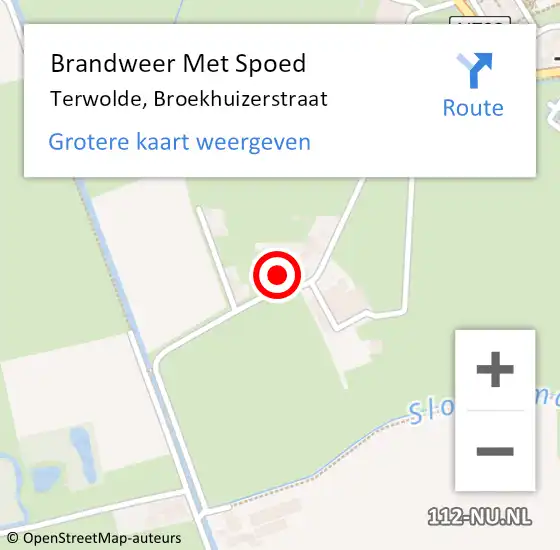 Locatie op kaart van de 112 melding: Brandweer Met Spoed Naar Terwolde, Broekhuizerstraat op 31 december 2022 21:59