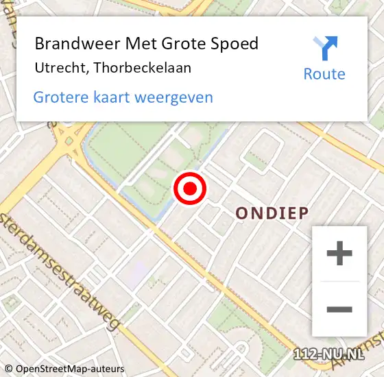 Locatie op kaart van de 112 melding: Brandweer Met Grote Spoed Naar Utrecht, Thorbeckelaan op 31 december 2022 22:00