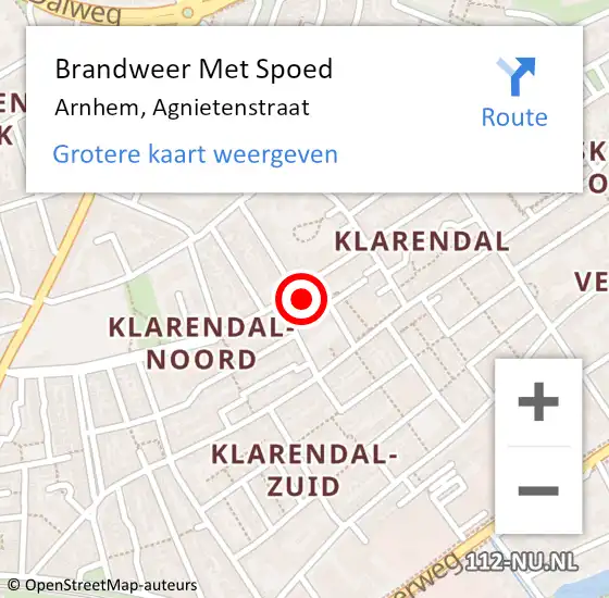 Locatie op kaart van de 112 melding: Brandweer Met Spoed Naar Arnhem, Agnietenstraat op 31 december 2022 22:00