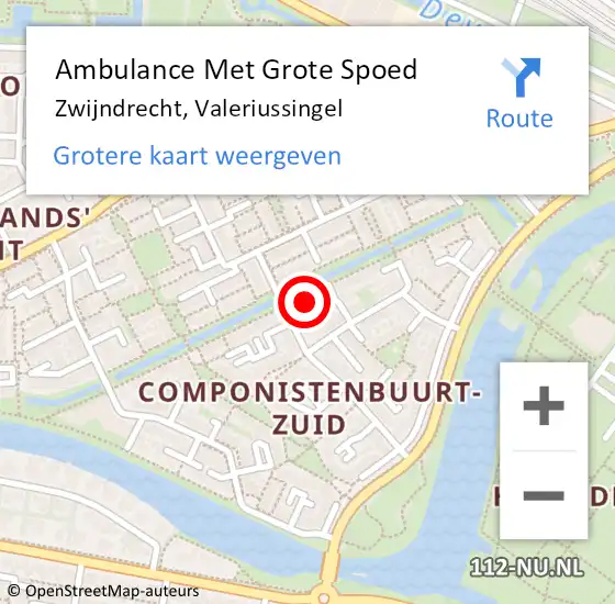 Locatie op kaart van de 112 melding: Ambulance Met Grote Spoed Naar Zwijndrecht, Valeriussingel op 31 december 2022 22:03