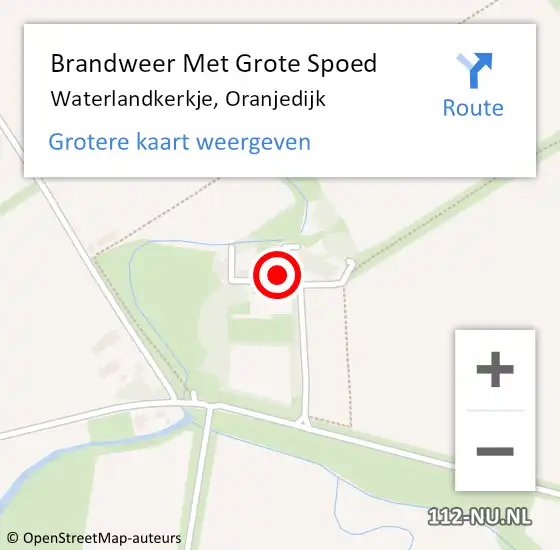 Locatie op kaart van de 112 melding: Brandweer Met Grote Spoed Naar Waterlandkerkje, Oranjedijk op 31 december 2022 22:03