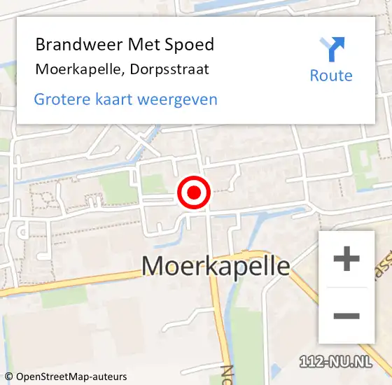 Locatie op kaart van de 112 melding: Brandweer Met Spoed Naar Moerkapelle, Dorpsstraat op 31 december 2022 22:04