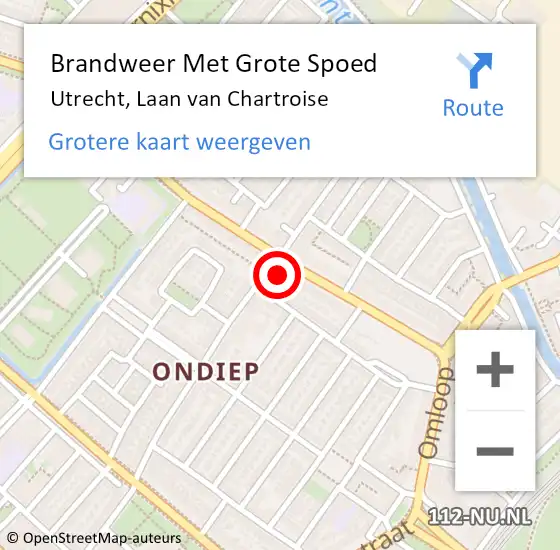 Locatie op kaart van de 112 melding: Brandweer Met Grote Spoed Naar Utrecht, Laan van Chartroise op 31 december 2022 22:05