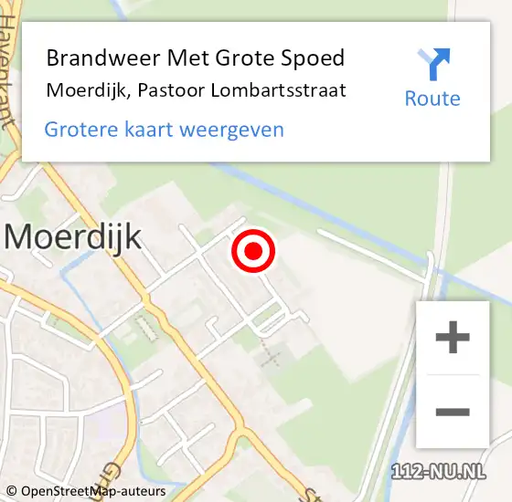 Locatie op kaart van de 112 melding: Brandweer Met Grote Spoed Naar Moerdijk, Pastoor Lombartsstraat op 31 december 2022 22:08