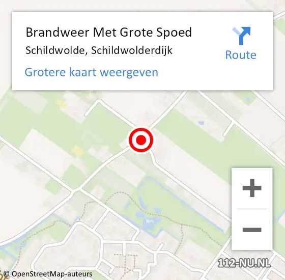 Locatie op kaart van de 112 melding: Brandweer Met Grote Spoed Naar Schildwolde, Schildwolderdijk op 31 december 2022 22:12