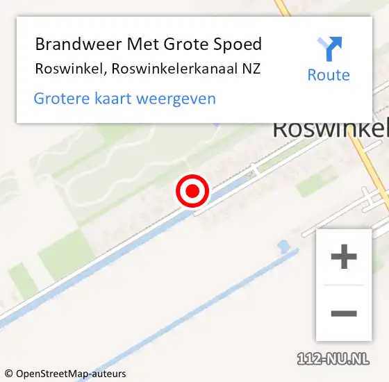 Locatie op kaart van de 112 melding: Brandweer Met Grote Spoed Naar Roswinkel, Roswinkelerkanaal NZ op 31 december 2022 22:15