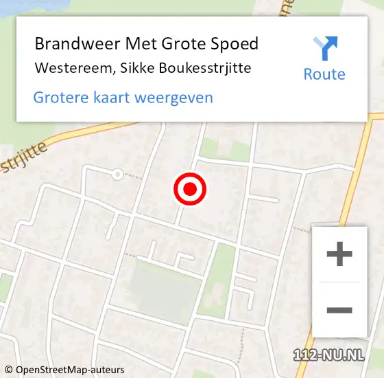 Locatie op kaart van de 112 melding: Brandweer Met Grote Spoed Naar Westereem, Sikke Boukesstrjitte op 31 december 2022 22:15