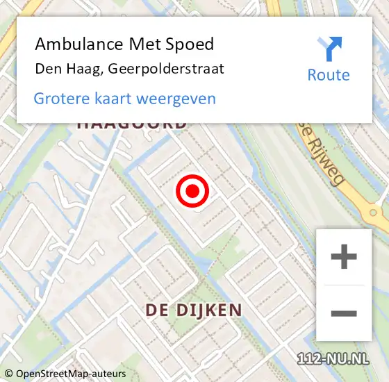 Locatie op kaart van de 112 melding: Ambulance Met Spoed Naar Den Haag, Geerpolderstraat op 31 december 2022 22:24