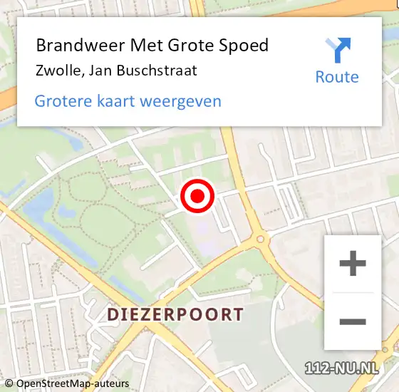 Locatie op kaart van de 112 melding: Brandweer Met Grote Spoed Naar Zwolle, Jan Buschstraat op 31 december 2022 22:28