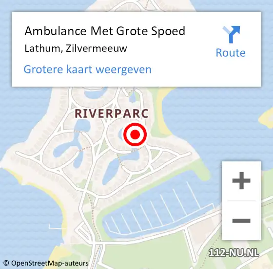 Locatie op kaart van de 112 melding: Ambulance Met Grote Spoed Naar Lathum, Zilvermeeuw op 31 december 2022 22:29