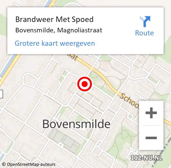 Locatie op kaart van de 112 melding: Brandweer Met Spoed Naar Bovensmilde, Magnoliastraat op 31 december 2022 22:29