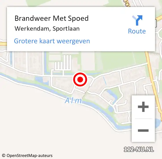 Locatie op kaart van de 112 melding: Brandweer Met Spoed Naar Werkendam, Sportlaan op 31 december 2022 22:29