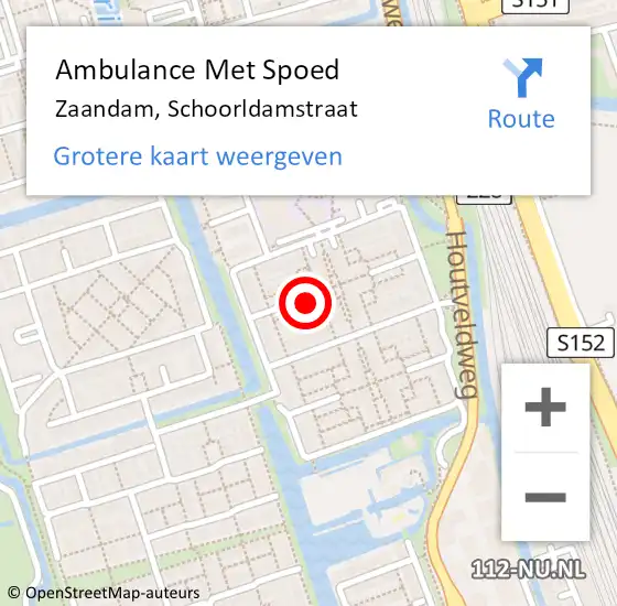 Locatie op kaart van de 112 melding: Ambulance Met Spoed Naar Zaandam, Schoorldamstraat op 31 december 2022 22:34
