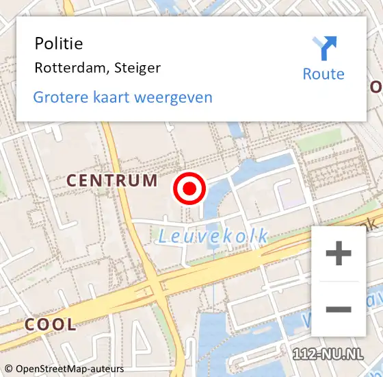 Locatie op kaart van de 112 melding: Politie Rotterdam, Steiger op 31 december 2022 22:36