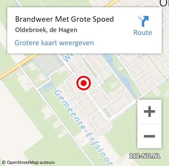 Locatie op kaart van de 112 melding: Brandweer Met Grote Spoed Naar Oldebroek, de Hagen op 31 december 2022 22:36