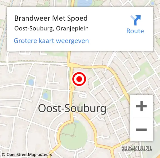 Locatie op kaart van de 112 melding: Brandweer Met Spoed Naar Oost-Souburg, Oranjeplein op 31 december 2022 22:45