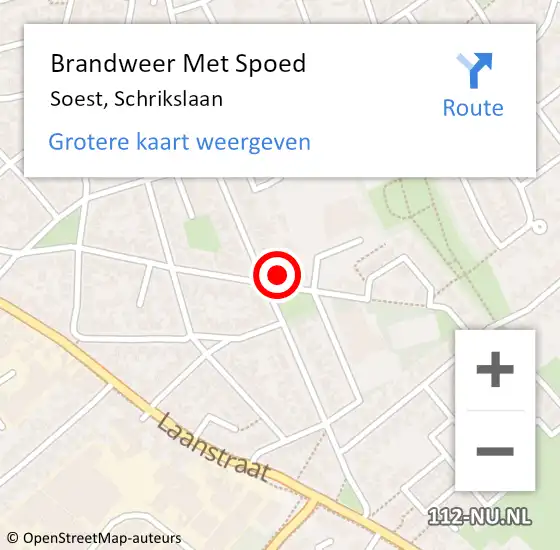 Locatie op kaart van de 112 melding: Brandweer Met Spoed Naar Soest, Schrikslaan op 31 december 2022 22:51