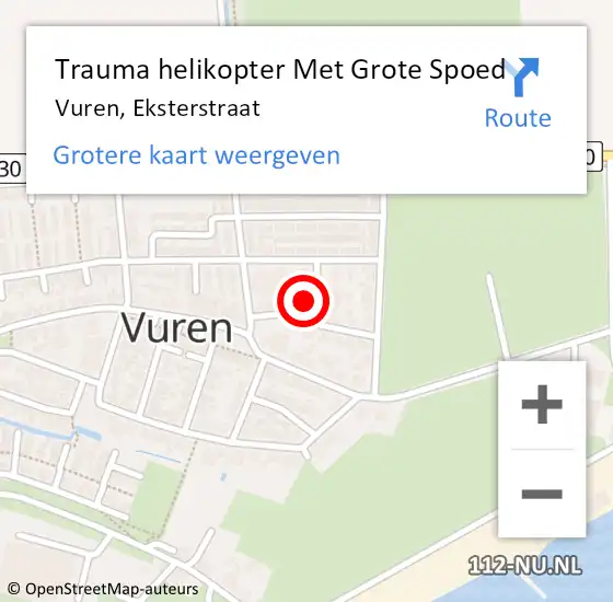 Locatie op kaart van de 112 melding: Trauma helikopter Met Grote Spoed Naar Vuren, Eksterstraat op 31 december 2022 22:53