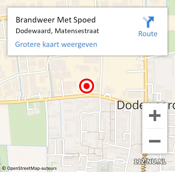 Locatie op kaart van de 112 melding: Brandweer Met Spoed Naar Dodewaard, Matensestraat op 31 december 2022 22:56