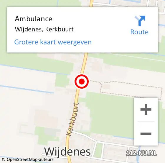 Locatie op kaart van de 112 melding: Ambulance Wijdenes, Kerkbuurt op 31 december 2022 23:03