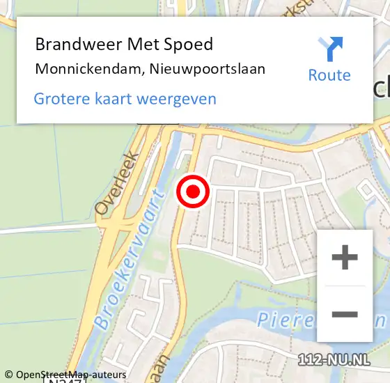 Locatie op kaart van de 112 melding: Brandweer Met Spoed Naar Monnickendam, Nieuwpoortslaan op 31 december 2022 23:03