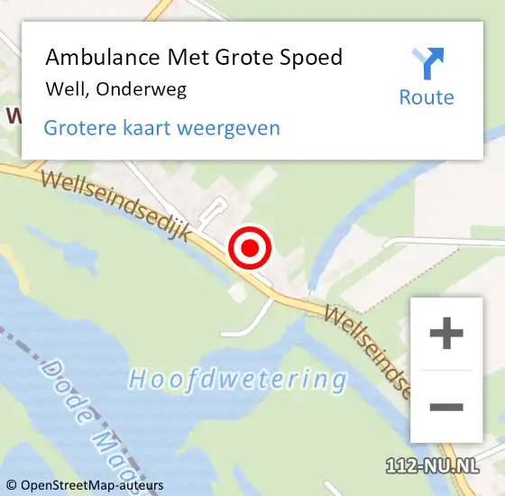 Locatie op kaart van de 112 melding: Ambulance Met Grote Spoed Naar Well, Onderweg op 31 december 2022 23:07