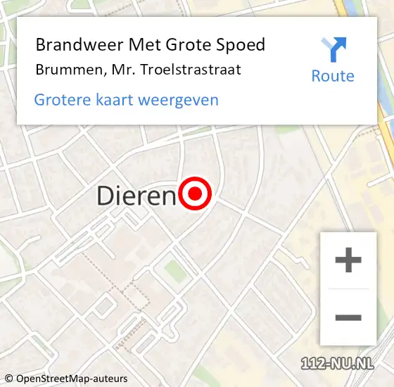 Locatie op kaart van de 112 melding: Brandweer Met Grote Spoed Naar Brummen, Mr. Troelstrastraat op 31 december 2022 23:08