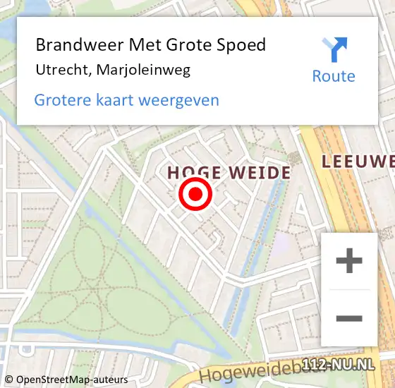 Locatie op kaart van de 112 melding: Brandweer Met Grote Spoed Naar Utrecht, Marjoleinweg op 31 december 2022 23:15