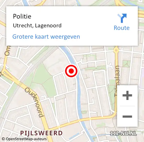 Locatie op kaart van de 112 melding: Politie Utrecht, Lagenoord op 31 december 2022 23:15