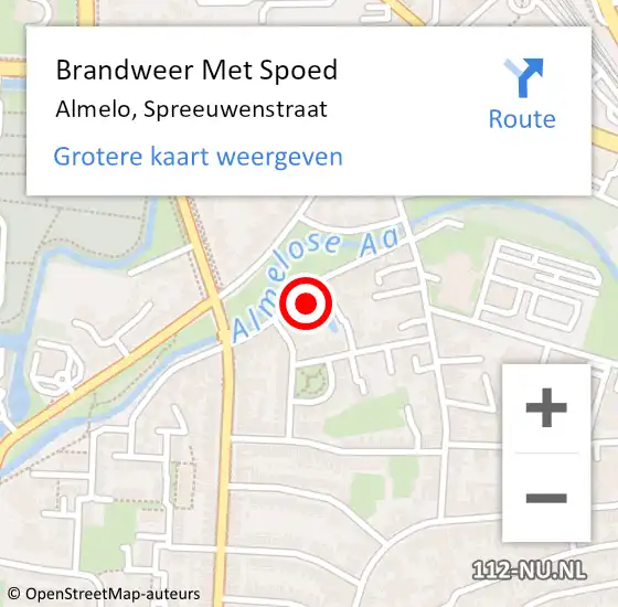 Locatie op kaart van de 112 melding: Brandweer Met Spoed Naar Almelo, Spreeuwenstraat op 31 december 2022 23:23