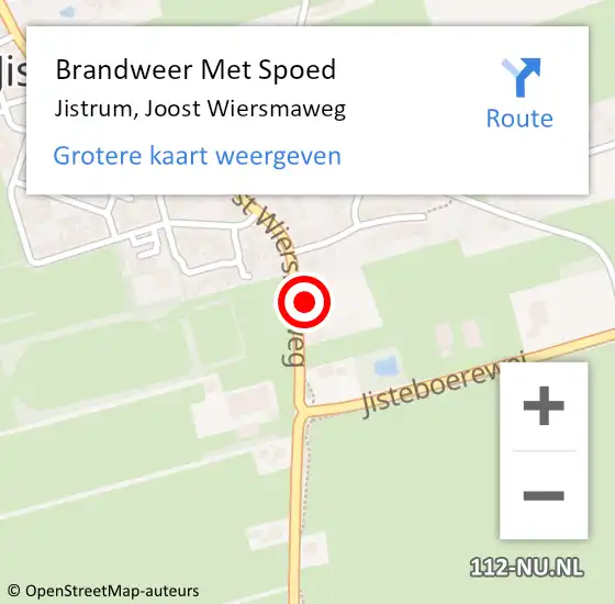 Locatie op kaart van de 112 melding: Brandweer Met Spoed Naar Jistrum, Joost Wiersmaweg op 31 december 2022 23:24