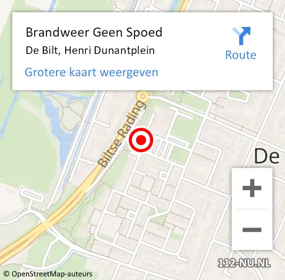 Locatie op kaart van de 112 melding: Brandweer Geen Spoed Naar De Bilt, Henri Dunantplein op 31 december 2022 23:25