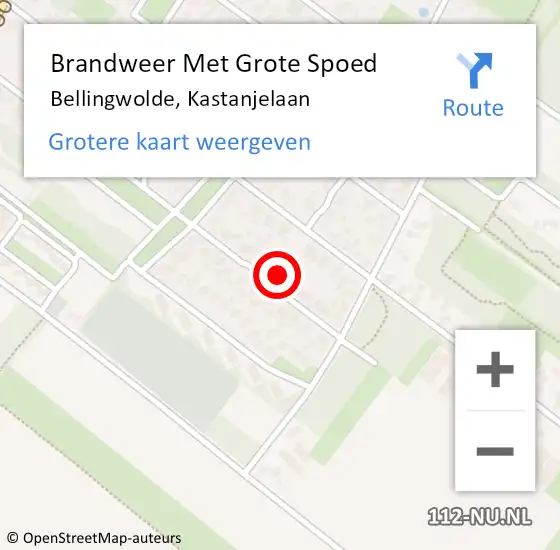 Locatie op kaart van de 112 melding: Brandweer Met Grote Spoed Naar Bellingwolde, Kastanjelaan op 31 december 2022 23:34