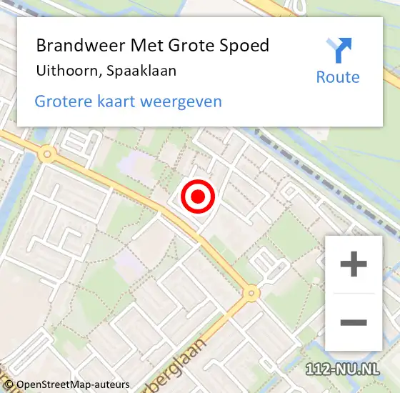 Locatie op kaart van de 112 melding: Brandweer Met Grote Spoed Naar Uithoorn, Spaaklaan op 31 december 2022 23:35