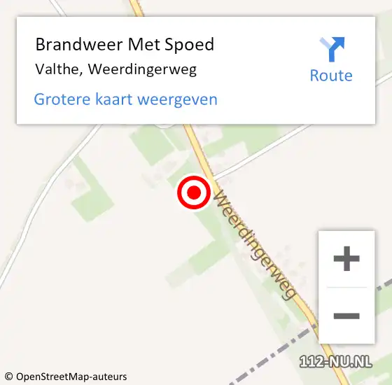 Locatie op kaart van de 112 melding: Brandweer Met Spoed Naar Valthe, Weerdingerweg op 31 december 2022 23:39