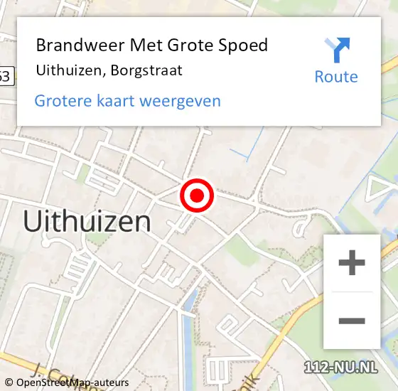 Locatie op kaart van de 112 melding: Brandweer Met Grote Spoed Naar Uithuizen, Borgstraat op 31 december 2022 23:39