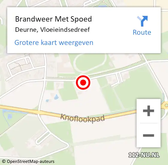 Locatie op kaart van de 112 melding: Brandweer Met Spoed Naar Deurne, Vloeieindsedreef op 31 december 2022 23:42