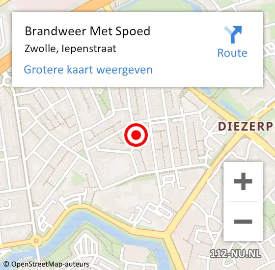 Locatie op kaart van de 112 melding: Brandweer Met Spoed Naar Zwolle, Iepenstraat op 31 december 2022 23:43