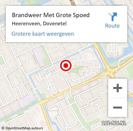 Locatie op kaart van de 112 melding: Brandweer Met Grote Spoed Naar Heerenveen, Dovenetel op 31 december 2022 23:44