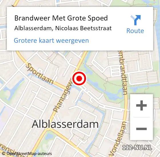 Locatie op kaart van de 112 melding: Brandweer Met Grote Spoed Naar Alblasserdam, Nicolaas Beetsstraat op 31 december 2022 23:45