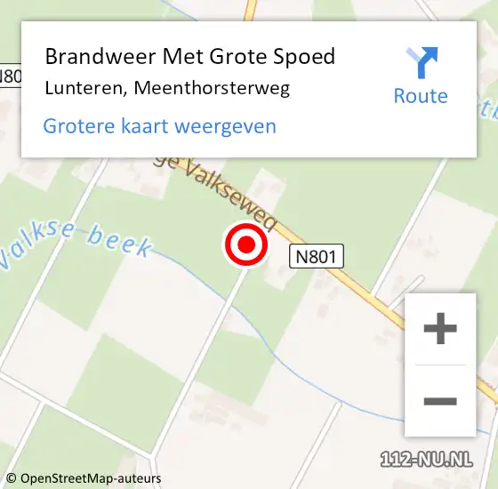 Locatie op kaart van de 112 melding: Brandweer Met Grote Spoed Naar Lunteren, Meenthorsterweg op 31 december 2022 23:46