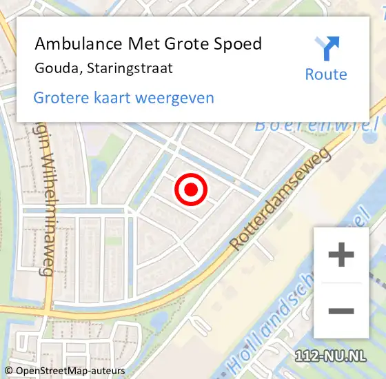 Locatie op kaart van de 112 melding: Ambulance Met Grote Spoed Naar Gouda, Staringstraat op 31 december 2022 23:49