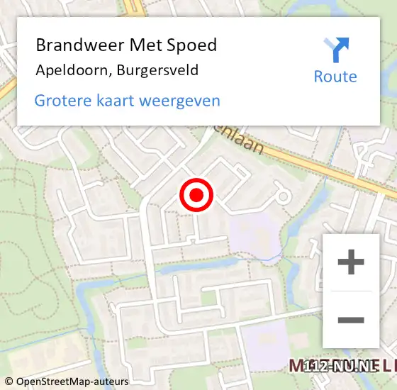 Locatie op kaart van de 112 melding: Brandweer Met Spoed Naar Apeldoorn, Burgersveld op 10 augustus 2014 15:57