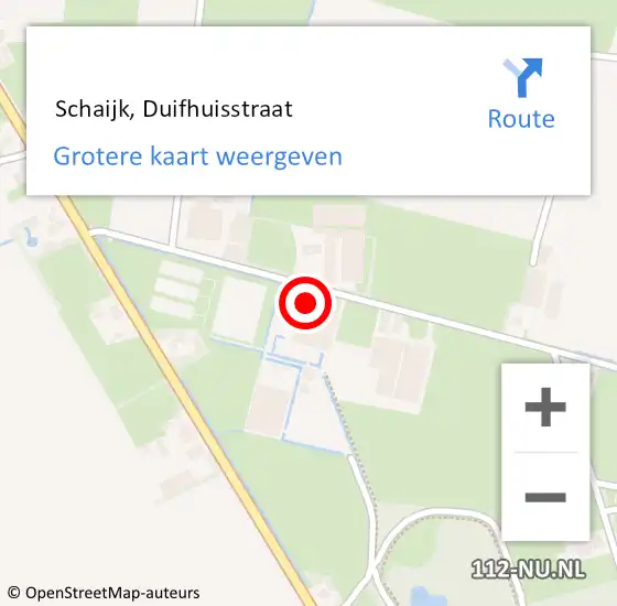 Locatie op kaart van de 112 melding:  Schaijk, Duifhuisstraat op 1 januari 2023 00:04