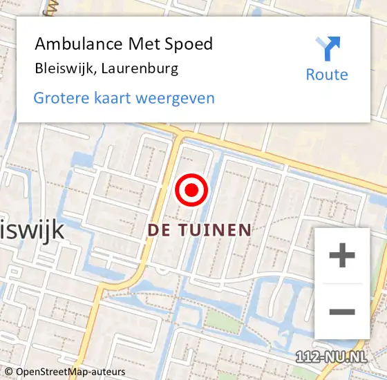 Locatie op kaart van de 112 melding: Ambulance Met Spoed Naar Bleiswijk, Laurenburg op 1 januari 2023 00:06